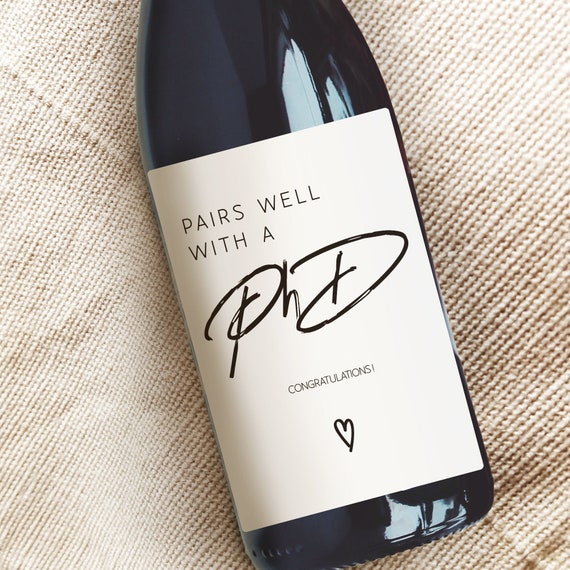 Graduation Gift Phd Wine Label Gift for Phd Gift for - Etsy