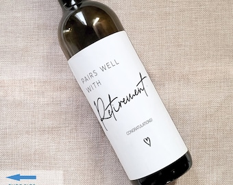 Retirement Wine Label Gift, Retirement Gift for her, Gift for him, Funny Retirement Party Idea