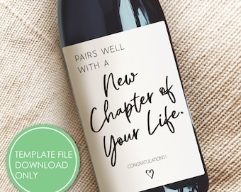 DIY Template New Beginning Goal Achievement Uplift, Good Luck, New Job, New House, Engagement, Breakup Wine Label, retirement Gift Idea