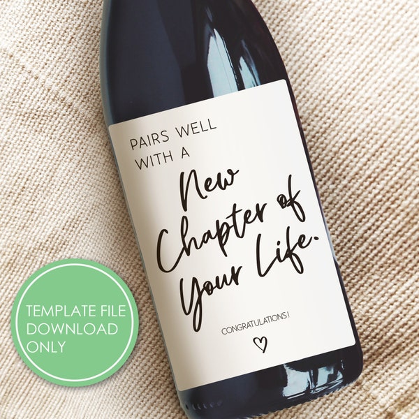 DIY Template New Beginning Goal Achievement Uplift, Good Luck, New Job, New House, Engagement, Breakup Wine Label, retirement Gift Idea