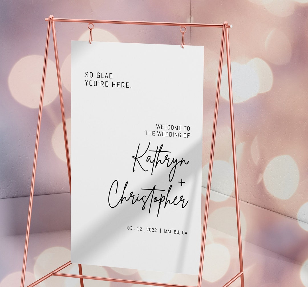DIY Wedding Welcome Sign Editable Template, Modern Reception Welcome ...