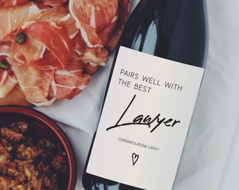 Personalized Lawyer Wine Label, Achievement Thank You Gift for Lawyer, Gift for Attorney, Pairs Well with the best Lawyer