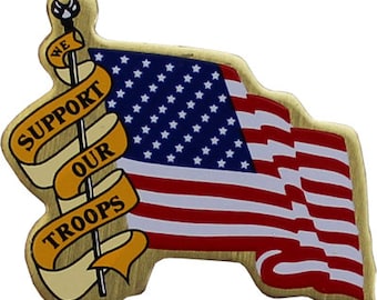 USA (Support Our Troops Yellow Ribbon) Flag Lapel Pin