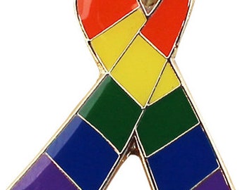Rainbow Flag Lapel Pin (Ribbon)