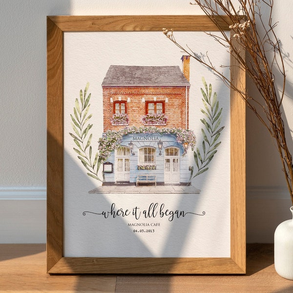 Custom Watercolor Storefront Portrait,Business Front,Shop Painting,Commercial Building Painting,Restaurant,Bar,Boutiques,For Business Owner