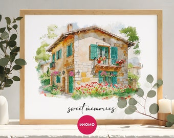 Realtor Closing Gift, Real Estate Closing Gift, Moving Gift, First Home Gift, New Home Gift, Custom Home Portrait, Watercolor House Painting
