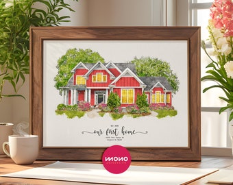 Benutzerdefinierte Aquarell Haus Porträt, Aquarell Haus Malerei, personalisierte Housewarming Geschenk, erste Haus Geschenk, Makler Abschluss Geschenk, Haus Porträt