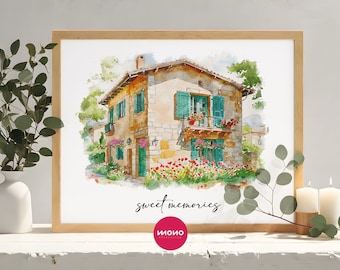 Custom House Drawing, House Illustration, Watercolor House Painting, Personalized Housewarming Gift, First Home Gift, Realtor Closing Gift