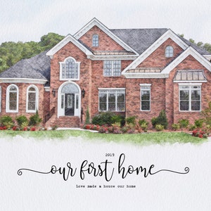Custom Watercolor House Portrait,Watercolor House Painting,Personalized Housewarming Gift,First Home Gift,Realtor Closing Gift,Home Portrait
