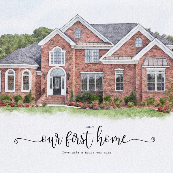 Custom Watercolor House Portrait,Watercolor House Painting,Personalized Housewarming Gift,First Home Gift,Realtor Closing Gift,Home Portrait