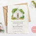Custom Wedding Invitation with Watercolor Venue Painting, Invitation Set, Custom Watercolor Wedding Venue Portrait, Wedding Church Portrait 