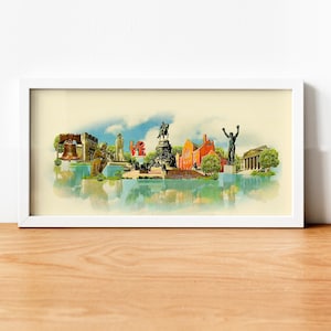 Aquarell Havanna Illustration, Havanna Panorama Poster, Wandkunst Havanna Kunstwerk, Kuba, Havanna Skyline, Havanna, drucken, Stadt Havanna Karte