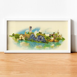 Aquarell Belo Horizonte Illustration, Bern Kunstwerk, Bern Skyline, Bern Poster, Bern Druck Stadtplan