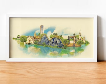 Watercolor Belo Horizonte City Illustration, Belo Horizonte Artwork, Belo Horizonte Skyline, Belo Horizonte Poster, Belo Horizonte Print Map