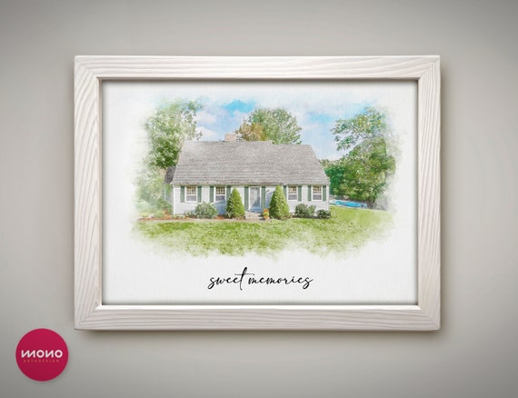 House Sketch, House Drawing, Color Pencil, Colored Pencil, Drawing, Custom Drawing, Sketch From Photo, Our First Home Gift, Realtor Gift