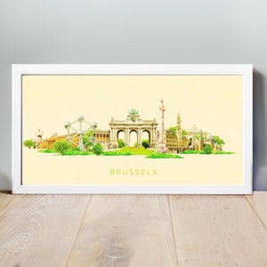 Aquarell-Brüssel-Stadt-Illustration, Brüssel Kunstwerk, Skyline von Brüssel, Panorama Brüssel Poster, Brüssel Druck, Stadt Kunst, Wand Kunst