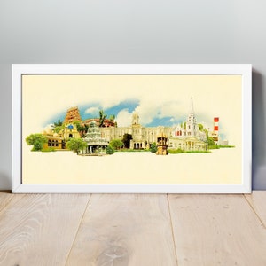 Aquarell Chennai Illustration, Chennai Kunstwerk, Chennai Skyline, Panorama Chennai Poster, Chennai Print, Chennai Karte, Stadtkunst, Wandkunst