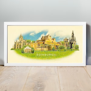 Aquarell Edinburgh Stadt Illustration, Edinburgh Kunstwerk, Edinburgh Skyline, Panorama Edinburgh Poster, Edinburgh Druck, Karte, Stadt Kunst