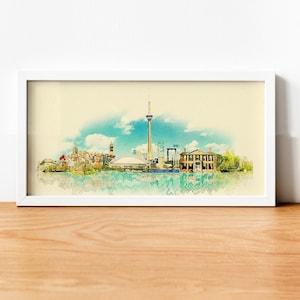 Aquarell Toronto Stadt Illustration, Toronto Skyline, Panorama Toronto Poster, Stadt Kunst, Toronto Druck, Wandkunst, Karte