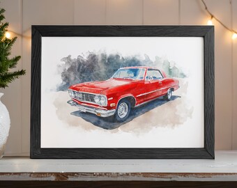 Custom Car Portrait, Father's Day Gift, Portrait from Photo, Car Watercolor, Gift for Car Lovers, Car Wall Art, Car Illustration, Men Gift