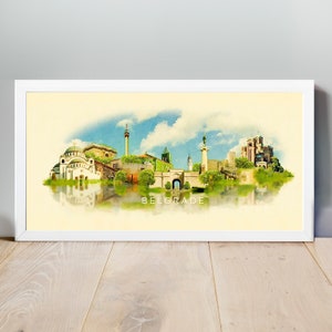 Aquarell Berlin-Illustration, Berlin Kunstwerk, Berlinskyline, Panorama Berlin Poster, Berlin Druck, Berlin Landkarte, Berlin City Kunst, Wand Kunst