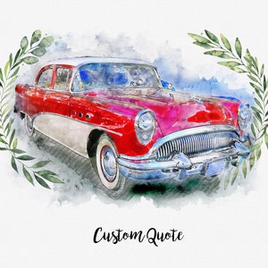 Custom Watercolor Car Portrait, Watercolor Car Painting from Photo, Vehicle Portrait, Truck Portrait, Personalized Gift, Father&#39;s Day Gift