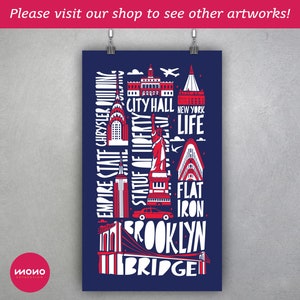 Cartel de bocetos de la ciudad de Nueva York, cartel panorámico de dibujo a mano de Nueva York, obras de arte de Nueva York, cartel de boceto de la ciudad, horizonte de Nueva York, horizonte de la ciudad, nueva york imagen 5