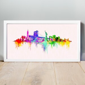 New York Print, New York Artwork, Cartel de Nueva York, Acuarela De Nueva York Ilustración de la Ciudad, New York City Skyline, Arte de la Ciudad de Nueva York, Arte de pared