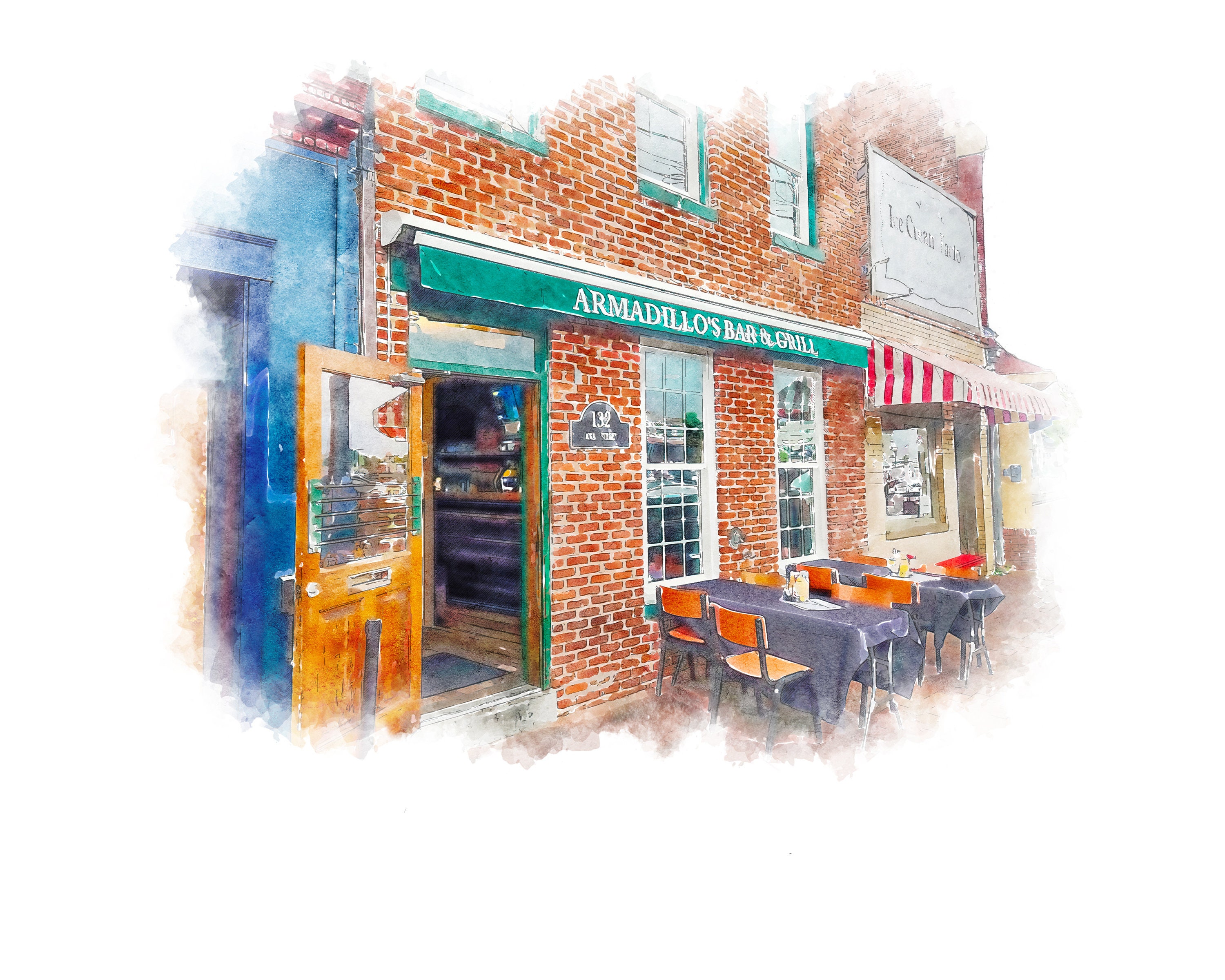 Storefront Portrait Custom Watercolor Storefront Portrait,business Front,shop Painting ...