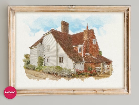 Original Watercolor House Painting, Custom Watercolor House Portrait,  Nursery Artwork, Cute House Portrait, Housewarming Gift, First Home 