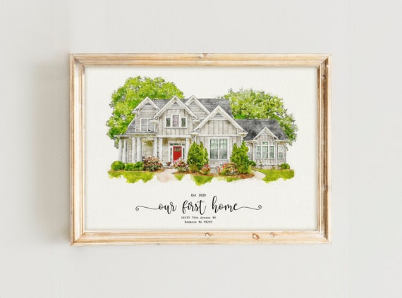 Custom Watercolor House Portrait,Watercolor House Painting,Personalized Housewarming Gift,First Home Gift,Realtor Closing Gift,Home Portrait