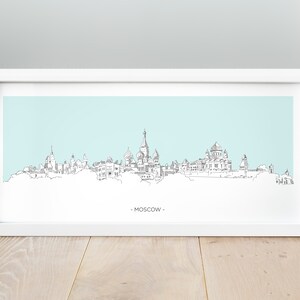 Moskau Stadt Skizze Poster, Hand-Zeichnung Moskau Panorama Poster, Moskau Kunstwerk, Skyline von Moskau, Moskau-Skizze, Stadtplan, City Druck, Russland