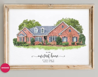 Custom Watercolor House Portrait,Watercolor House Painting,Personalized Housewarming Gift,First Home Gift,Realtor Closing Gift,Home Portrait