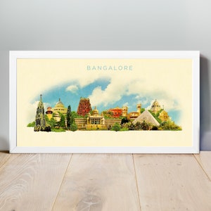 Aquarell Bengal Stadt Illustration, Bengal Skyline, Bengal Skyline, Panorama Poster, Druck von Bengalen, Druck, Stadt Kunst Wandkunst