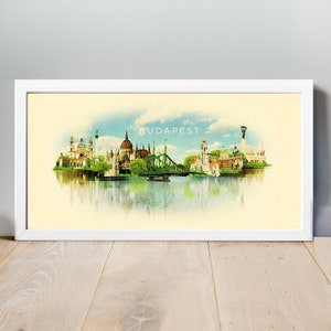 Aquarell Budapest Stadt Illustration, Budapest Kunstwerk, Budapest Skyline, Panorama Budapest Poster, Budapest Druck, Karte, Stadt Kunst Wand Kunst