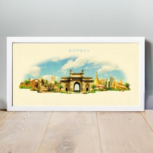 Aquarell Bombay Stadt Illustration, Bombay Kunstwerk, Bombay Skyline, Panorama Bombay Poster, Bombay Druck, Bombay Karte, Stadt Kunst, Wand Kunst