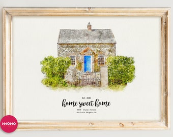 Watercolor House Painting,Custom Watercolor House Portrait,Personalized Housewarming Gift,First Home Gift,Realtor Closing Gift,Home Portrait
