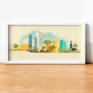 Aquarell Riyadh Stadt Illustration, Riyadh Kunstwerk, Riyadh Skyline, Panorama Riyadh Poster, Riyadh Druck, Riyadh Karte, Stadt Kunst, Wand Kunst