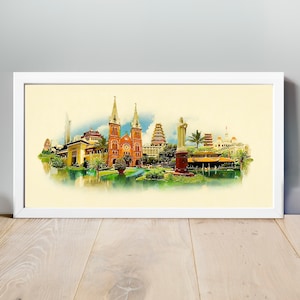 Aquarell Ho Chi- Stadt Illustration, Ho Chi-Stadt-Illustration, Ho Chi-Stadt-Poster, Ho Chi-Stadt-Poster, Ho-Chi-Stadt-Poster, Ho-Chi-Wahl-Poster, Ho Chi-Stadtplan