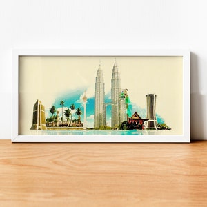 Aquarell Selangor Illustration, Selangor Kunstwerk, Selangor Skyline, Selangor Poster, Selangor Druck, Stadt Wand Kunst