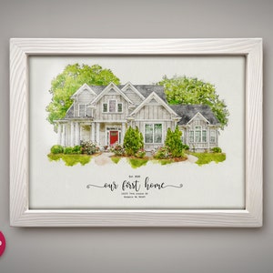 Aquarell Gemälde, Einweihungsgeschenk, Aquarellbild, Haus Gemälde, Aquarell, Haus Portrait, Geschenke für Sie, unser erstes Zuhause