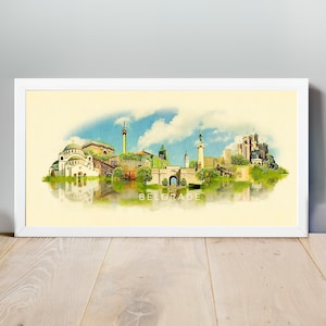 Aquarell Belgrad Stadt Illustration, Belgrad Kunstwerk, Belgrad Skyline, Panorama Belgrad Poster, Belgrad, Belgrad Karte Stadt Druckkunst