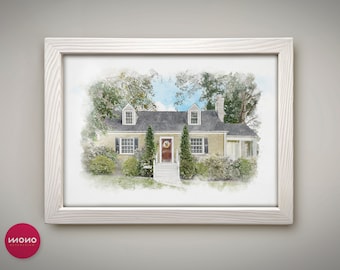 Custom Home Painting,Watercolor House Painting,Personalized Housewarming Gift,First Home Gift,Realtor Closing Gift,Home Portrait, Digital