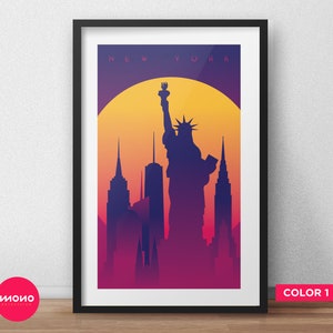 New York City illustratie Poster, Hand tekening New York Poster, New York Artwork, reizen Poster, kaart, New York City Art Print, kunst aan de muur