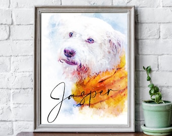 Retrato de mascota personalizado en acuarela, pintura de mascota, retrato a partir de una foto, regalo personalizado, pintura a partir de una foto, monumento conmemorativo para mascotas, retrato de perro