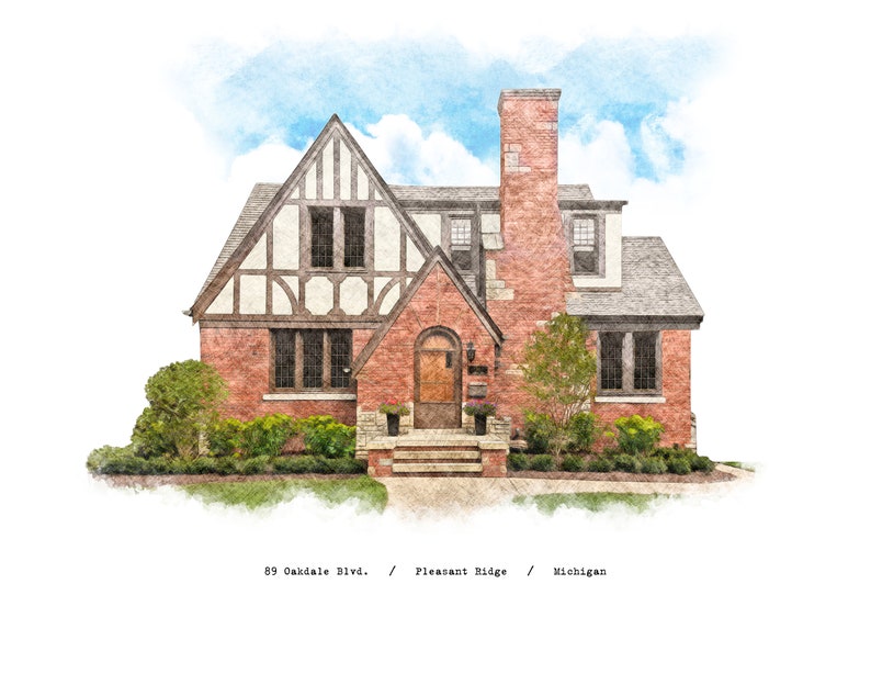 House Sketch House Drawing Color Pencil Colored Pencil Etsy