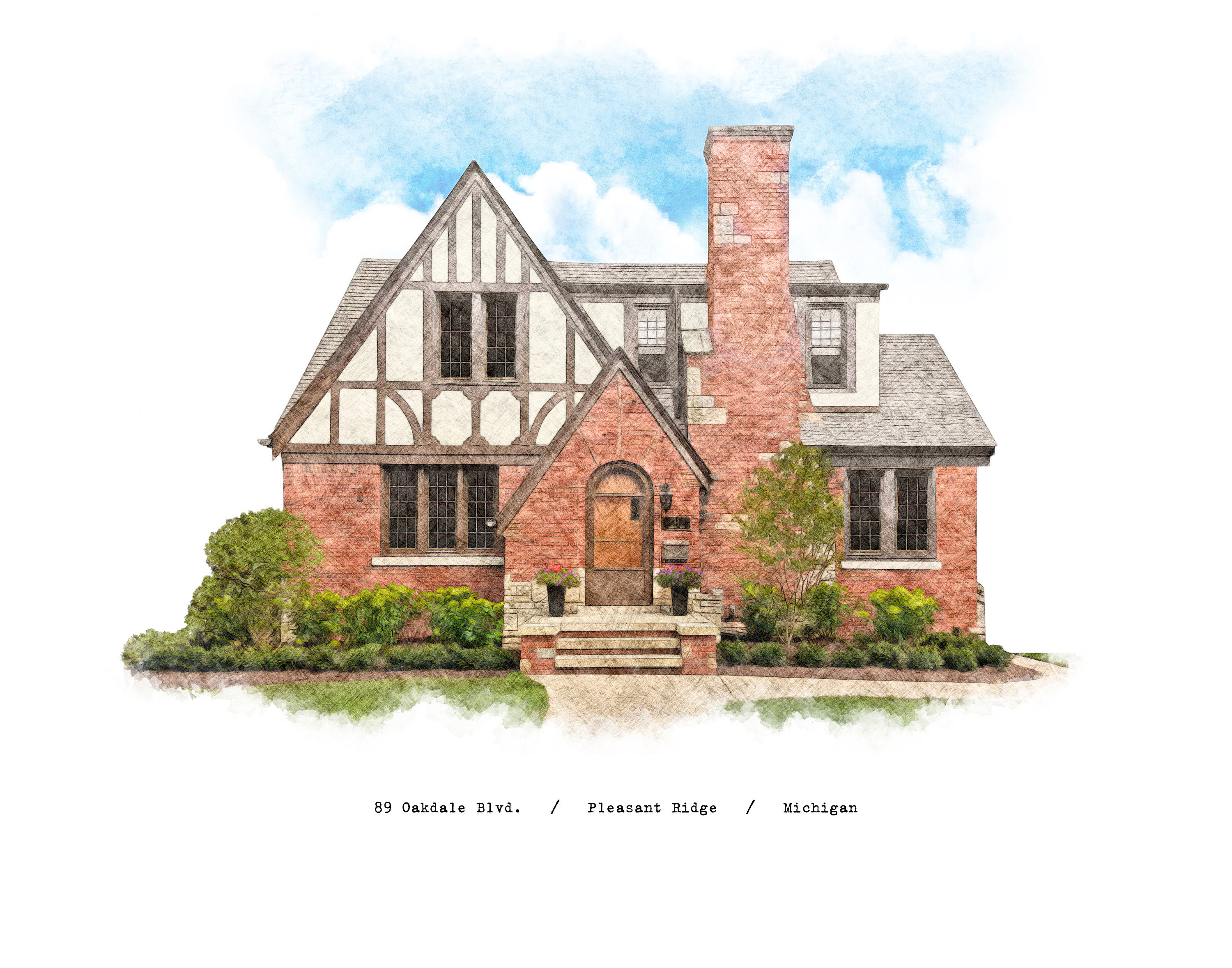 Pencil Custom House Portrait House Drawing House Illustration House