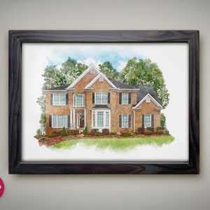 Aangepaste huis portret aquarel, aquarel huis schilderij, gepersonaliseerd housewarmingcadeau, eerste cadeau huis, sluitingscadeau makelaar, portret thuis