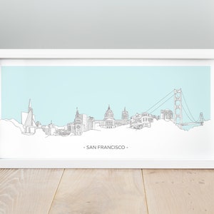 San Francisco City Sketch Poster, Handzeichnung San Francisco Panorama Poster, San Francisco Kunstwerk, San Francisco Skyline, Stadt Druck, Karte