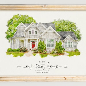 Custom Watercolor House Portrait,Watercolor House Painting,Personalized Housewarming Gift,First Home Gift,Realtor Closing Gift,Home Portrait